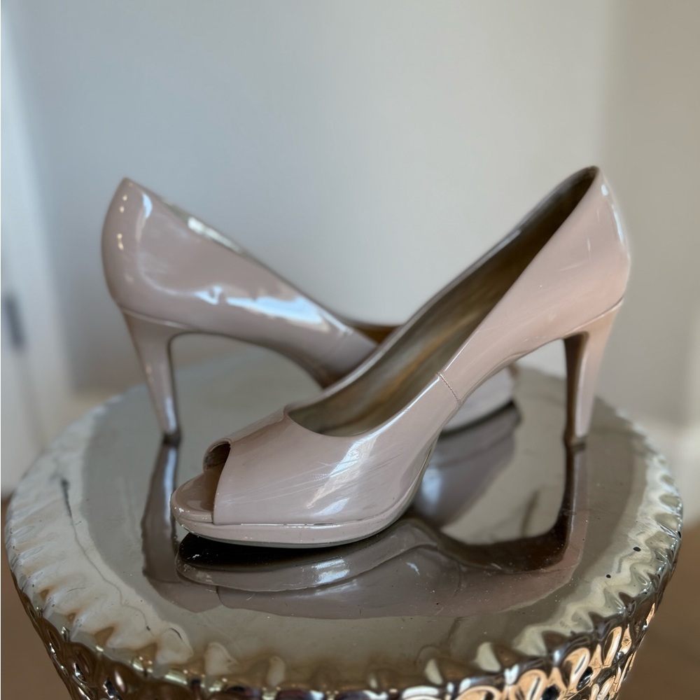 Elegant Nude Peep-Toe Heels